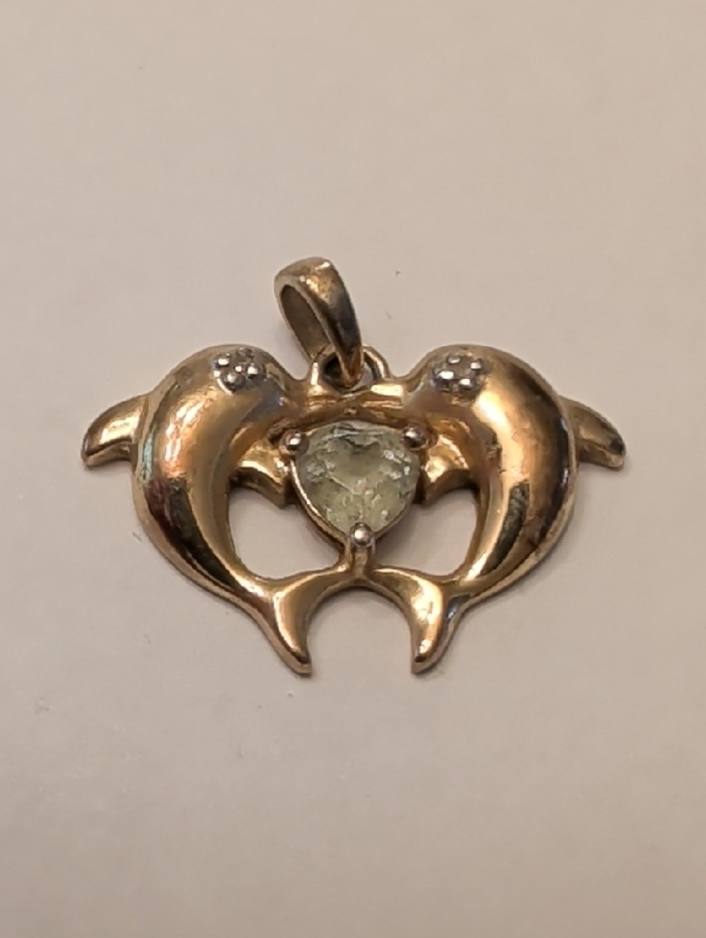 Ross-Simons Gold Over Sterling Silver Topaz Dolphin Heart Pendant